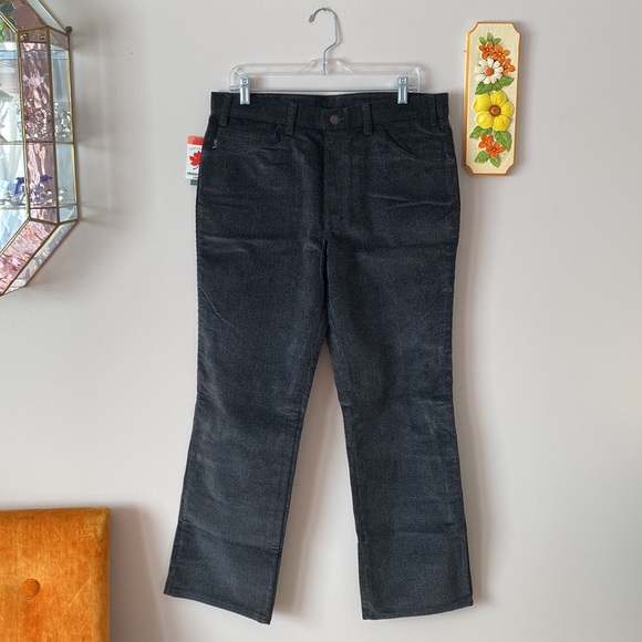 NWT Vintage corduroy Unisex Pants Jeans Grey & Black Easy Fit Flared - Picture 1 of 12